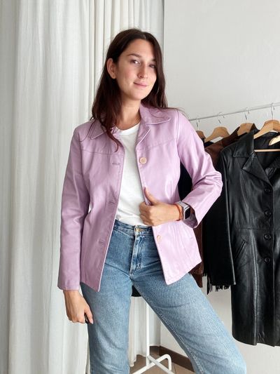 Giacca in pelle lilla S 8