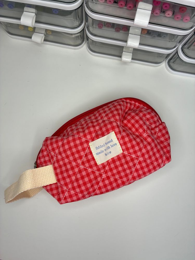 Red Gingham Checkered Bags Set 4