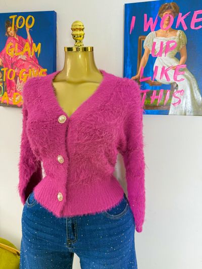 Pink Fuzzy Cardigan