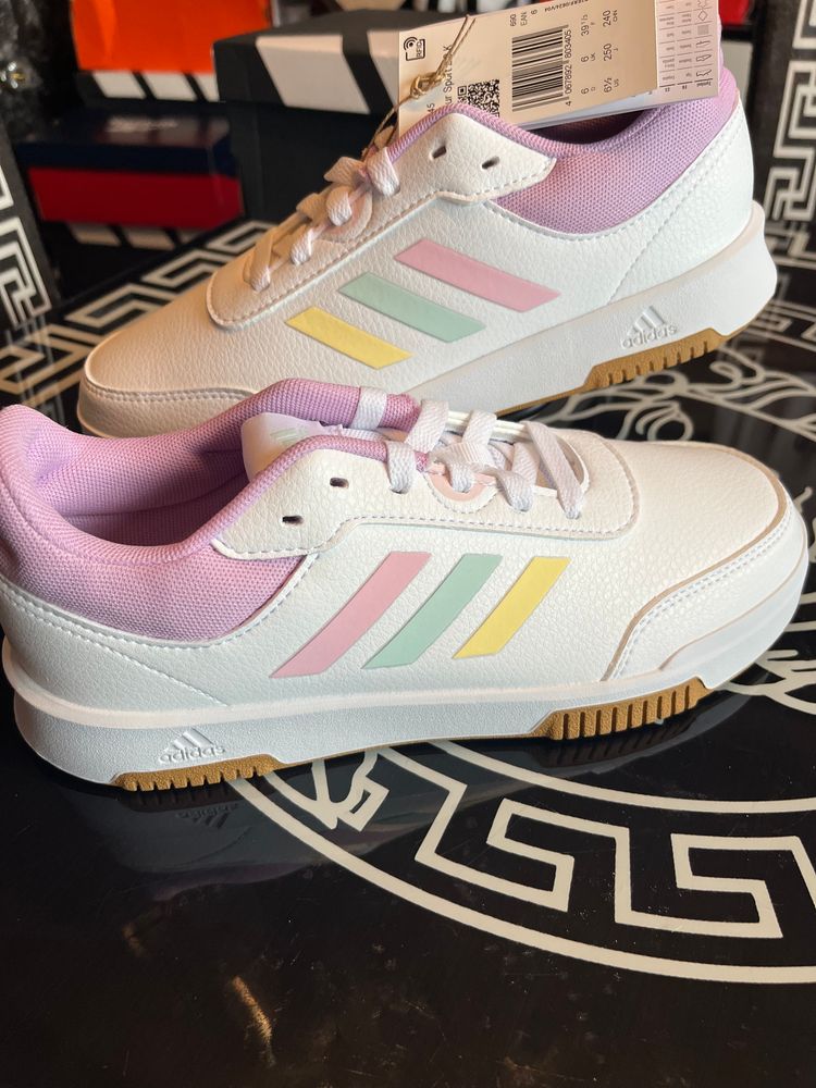 Adidas White Sneakers With Pastel Stripes