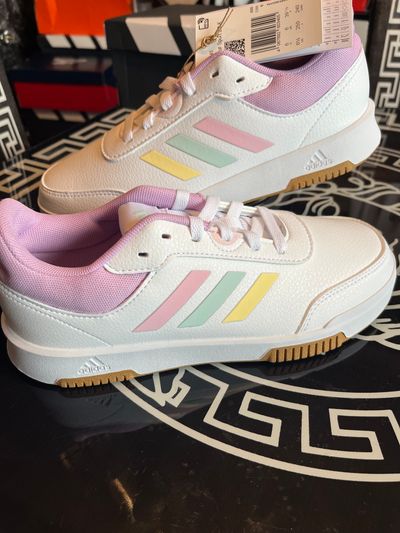 Adidas White Sneakers With Pastel Stripes