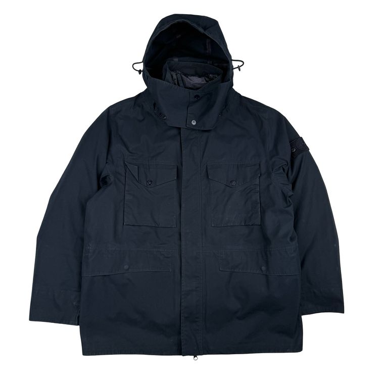 Stone Island 2022 O-Ventile Navy Ghost Piece Down Dutch Rope Puffer Jacket - Large