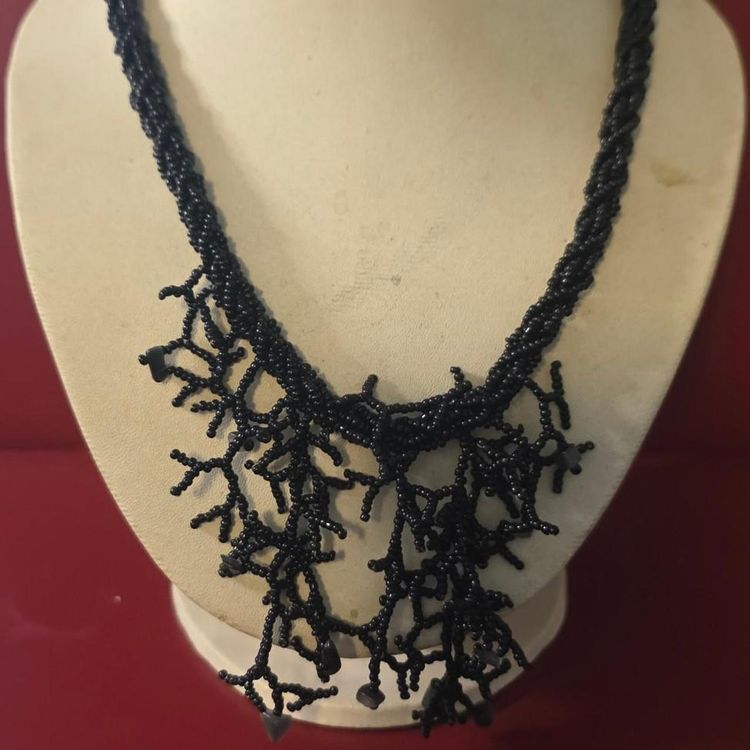 GLASS  Beaded Necklace With Intricate Branch-Like Design image 1