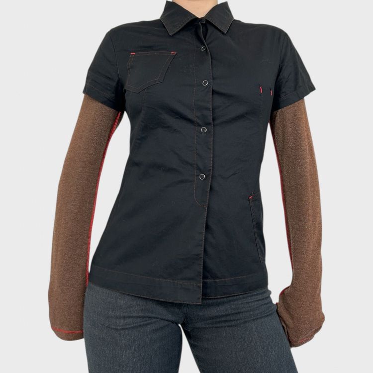 Cop Copine Long Sleeve Button Shirt Layered Top - S