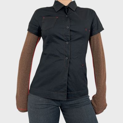 Cop Copine Long Sleeve Button Shirt Layered Top - S