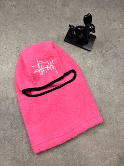 Pink Fleece Balaclava With Stussy Logo