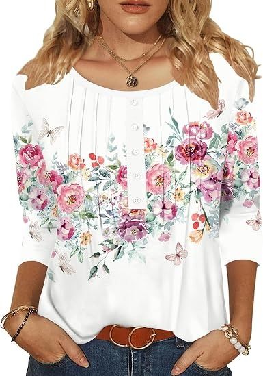 White Floral Print Blouse 3