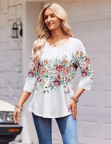 White Floral Print Blouse 4