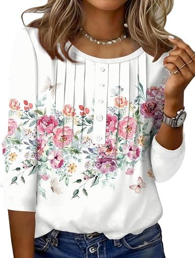White Floral Print Blouse