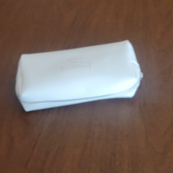 White Leather Zippered Pouch image 1