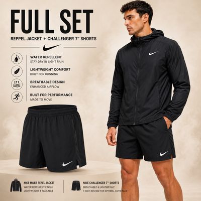 Nike Repel Jacket And Challenger 7" Shorts Set