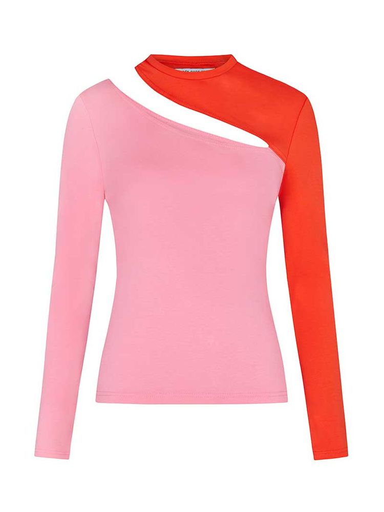 Vanity Slit Top, BCI Cotton, in Pink & Red imagen 6