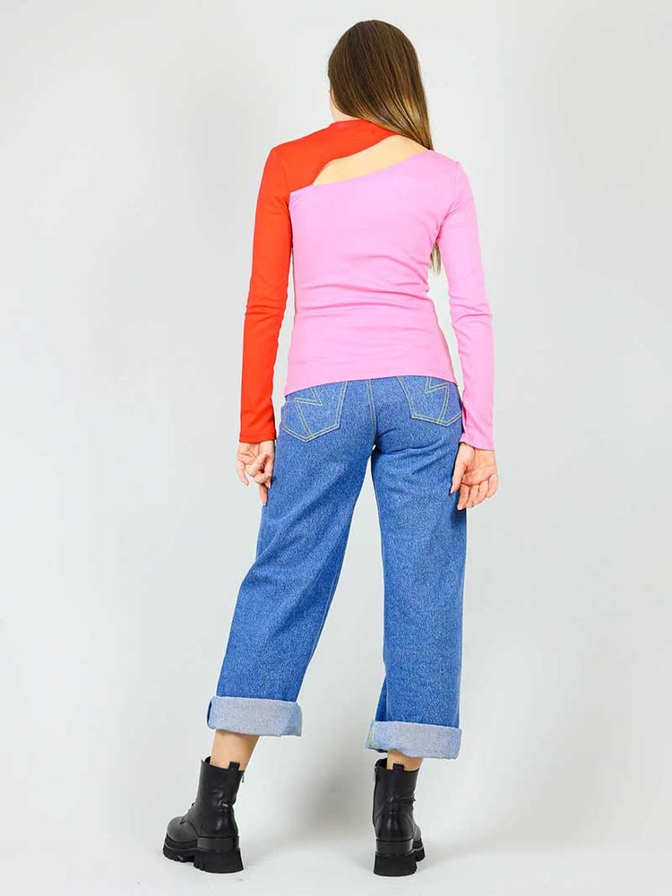 Vanity Slit Top, BCI Cotton, in Pink & Red imagen 4