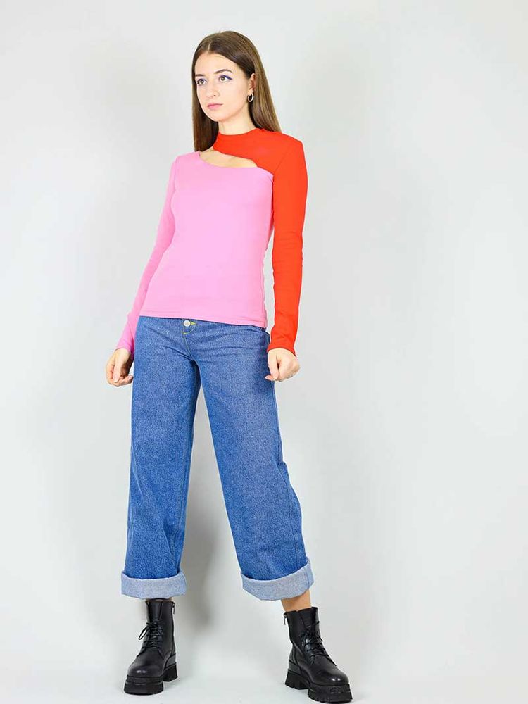 Vanity Slit Top, BCI Cotton, in Pink & Red imagen 5