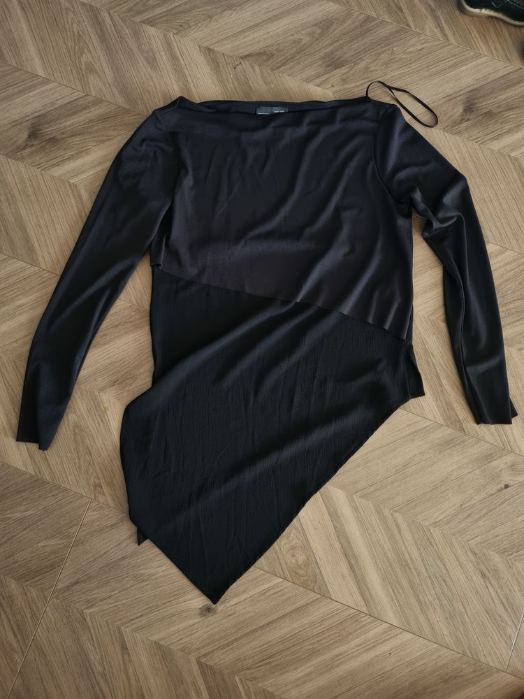 Black Asymmetrical Long Sleeve Top