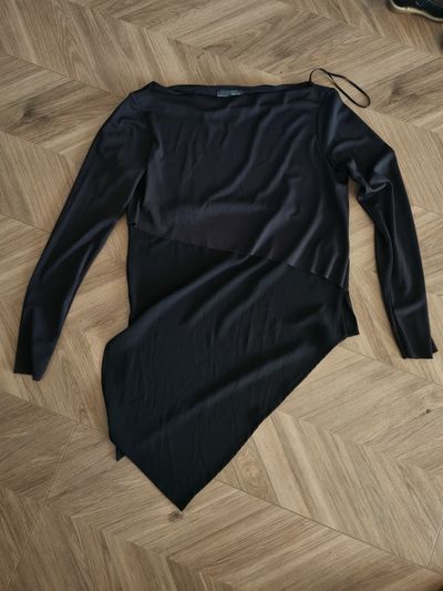 Black Asymmetrical Long Sleeve Top