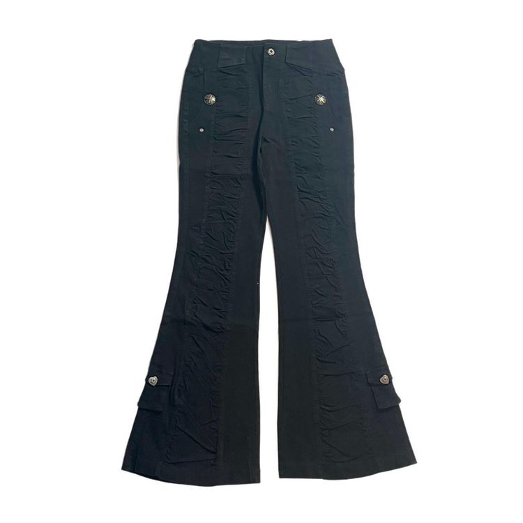 Double Punch Black Ruched Flared Jeans