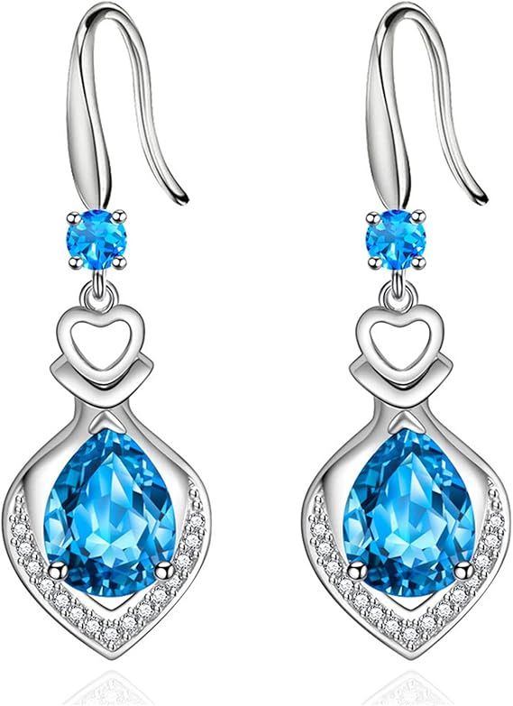 Other Silver Drop Earrings With Blue Cubic Zirconia Stones product image