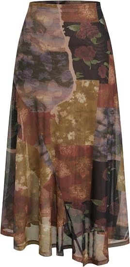 Patchwork Floral Midi Skirt 4