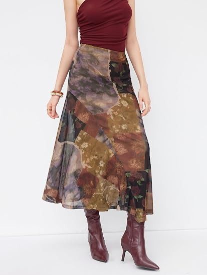 Patchwork Floral Midi Skirt 3