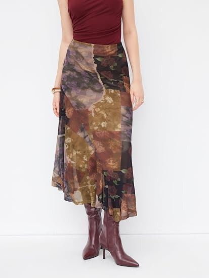 Patchwork Floral Midi Skirt 2