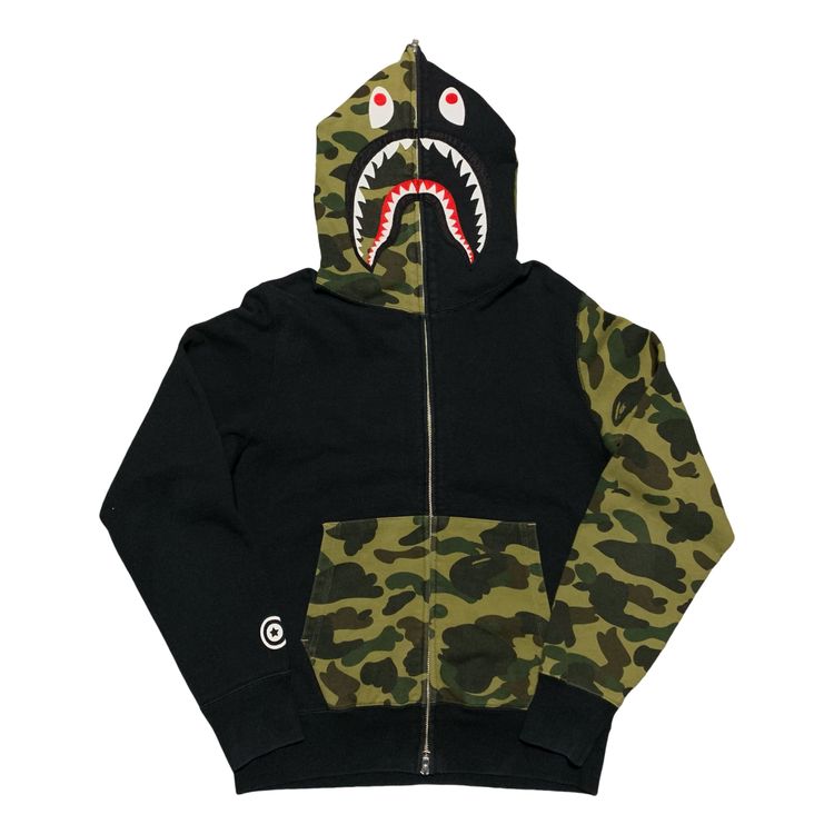 Bape Medium Shark 1st Camo Black Full Zip Hoodie A Bathing Ape