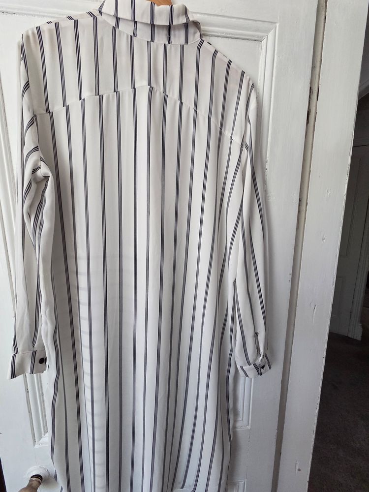 Striped Long Sleeve Shirt Dress 5