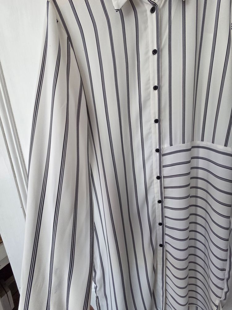 Striped Long Sleeve Shirt Dress 3