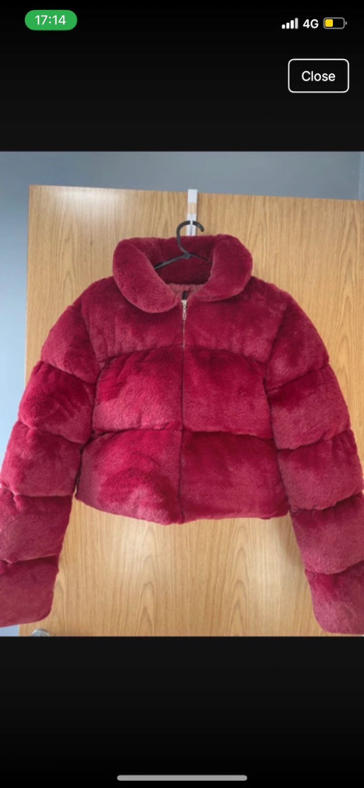Red Faux Fur Puffer Jacket image 1