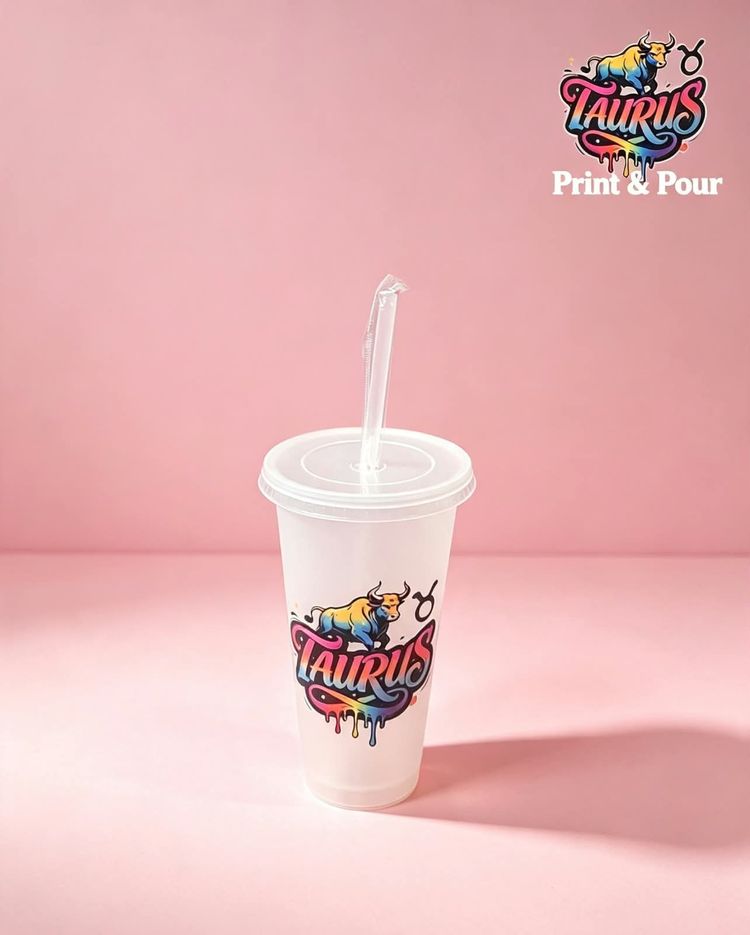 Plastic Cup With Lid And Straw image 1