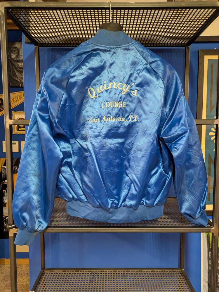 Blue Satin Bomber Jacket image 2