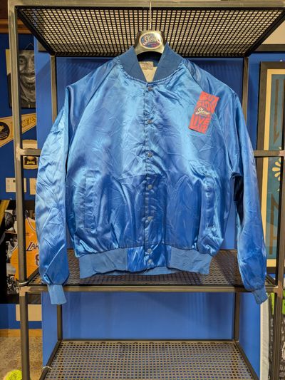 Blue Satin Bomber Jacket