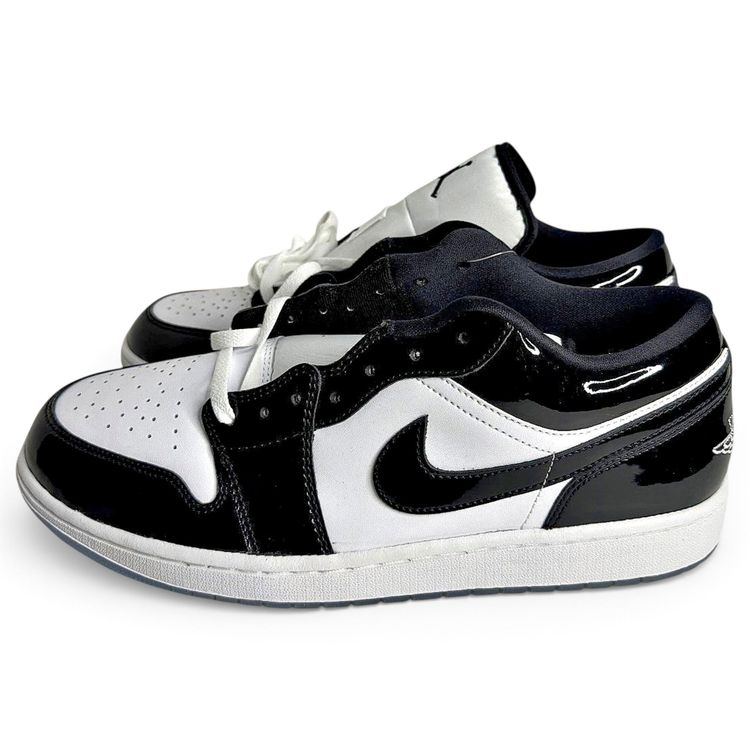 Air Jordan 1 Low sneakers in black patent leather and white leather, low-top image 1
