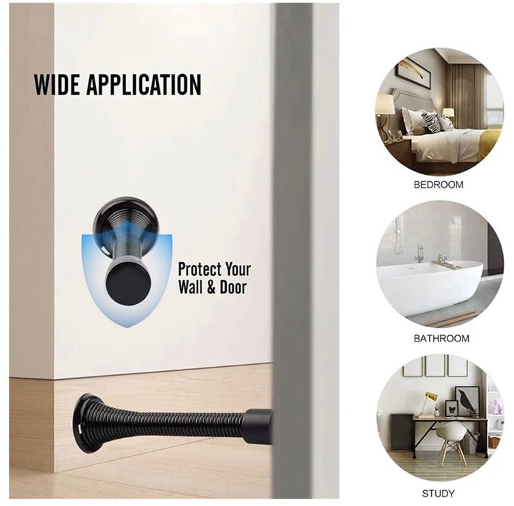 20 Pack Black Spring Door Stops Flexible Stopper image 2