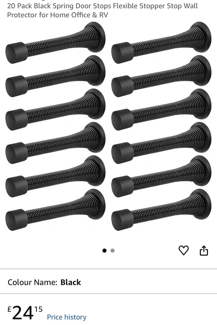 20 Pack Black Spring Door Stops Flexible Stopper