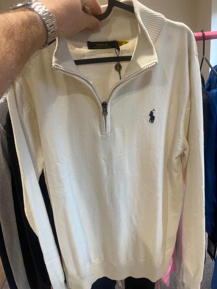 Polo Ralph Lauren Cream Quarter-Zip Sweater