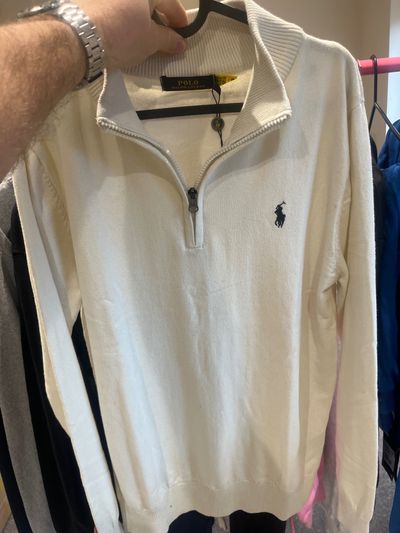 Polo Ralph Lauren Cream Quarter-Zip Sweater