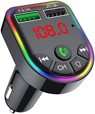 Bluetooth Car FM Transmitter 15W Fast Charger with 60° Adjustable Head | Dual USB + Type-C Output, Hands-Free Calling & RGB Atmosphere Light (TT6115)