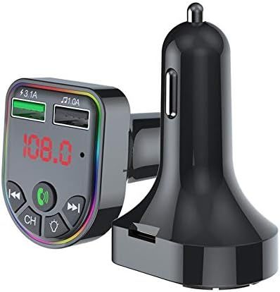 Bluetooth Car FM Transmitter 15W Fast Charger with 60° Adjustable Head | Dual USB + Type-C Output, Hands-Free Calling & RGB Atmosphere Light (TT6115) 2