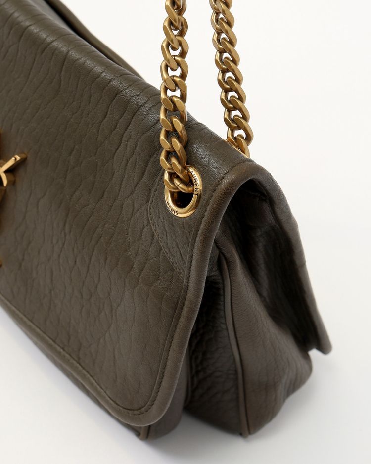 Saint Laurent Borsa Niki Medium Pelle di Agnello Martellata Light Musk — Pre-owned Autentica obraz 11