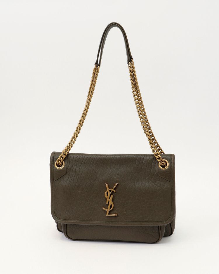 Saint Laurent Borsa Niki Medium Pelle di Agnello Martellata Light Musk — Pre-owned Autentica obraz 3