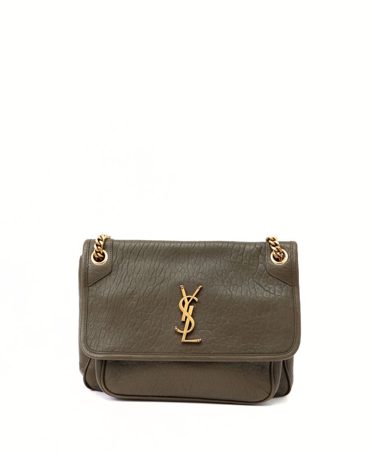 Saint Laurent Borsa Niki Medium Pelle di Agnello Martellata Light Musk — Pre-owned Autentica