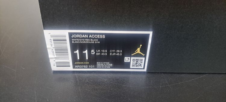 Jordan Access Jumpan UK 10.5 EUR 45.5 White Gym Red Black Brand New Full Box image 6