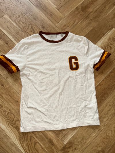 Gant White T-Shirt With Brown And Orange Trim