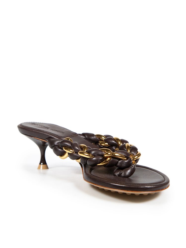 Brown Leather Chain Braided Mules image 1