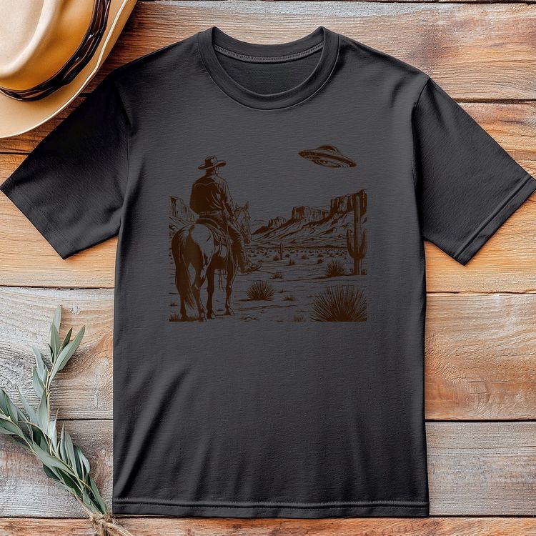 UFO Western T-Shirt - Alien Cowboy image 1
