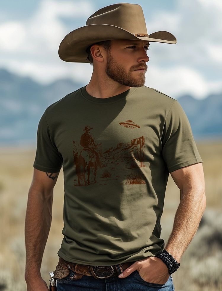 UFO Western T-Shirt - Alien Cowboy image 3