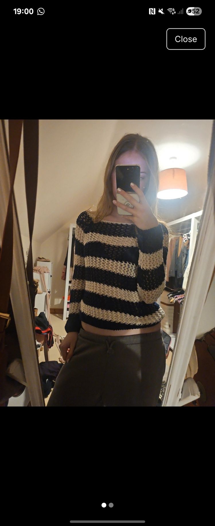 Black And White Striped Knitted Sweater