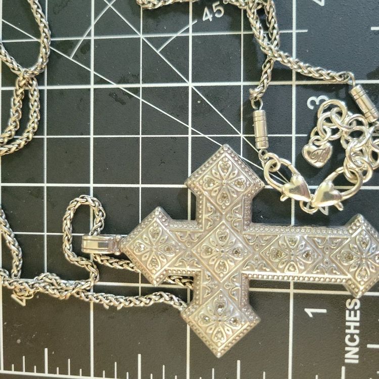 Silver Cross Pendant Necklace image 1