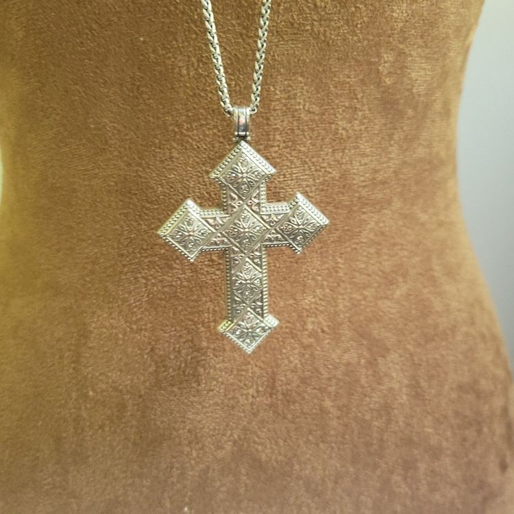 Silver Cross Pendant Necklace image 3